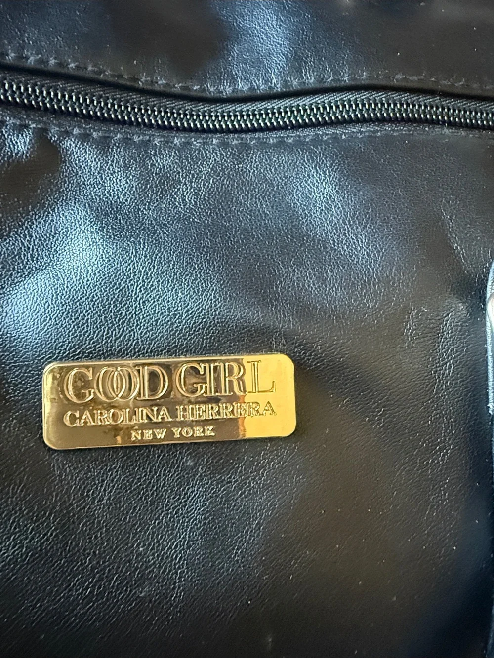 Carolina Herrera Black Leather Duffel Bag